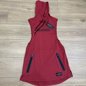 Active Faith sleeveless Performance Hoodie Men's Sz Small Workout Gym Red NWT